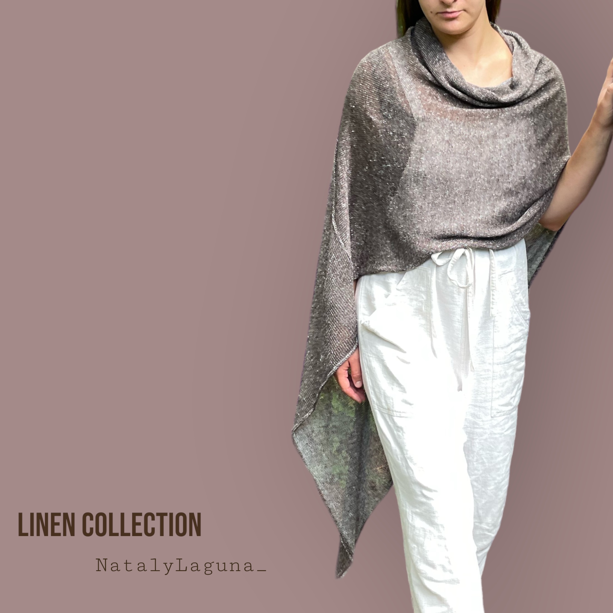 lightweight linen poncho shawl