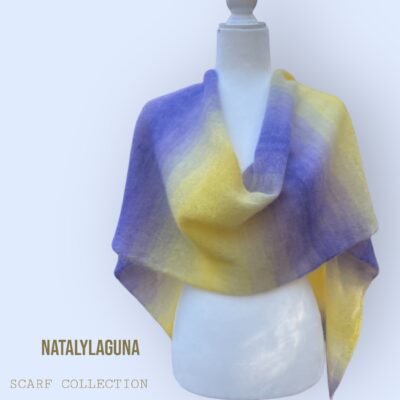 soft lavender & yellow mohair baby alpaca scarf